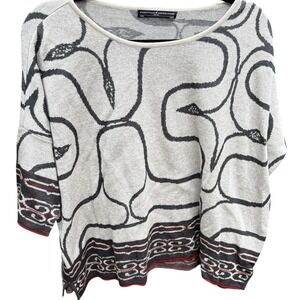 Peruvian Connection Pima Cotton Abstract Knit Top XS/S Dolman Sleeve Artsy Boho